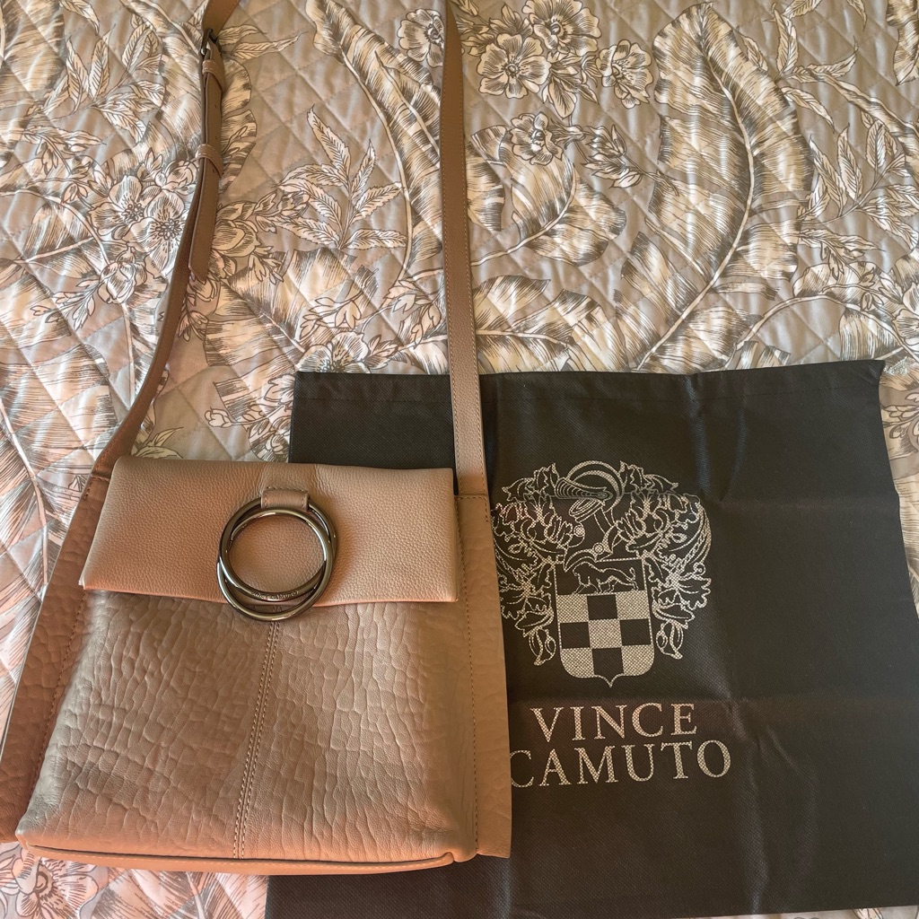 Vince Camuto Taupe Crossbody Bag With Ring Accent